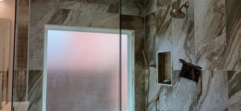Marble walk-in shower