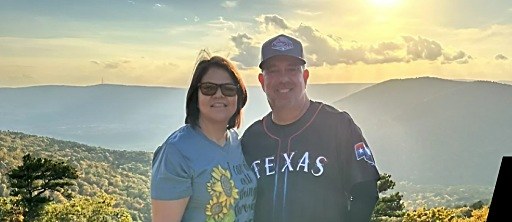 Jesus and Sandra Alanis at a mountain overlook